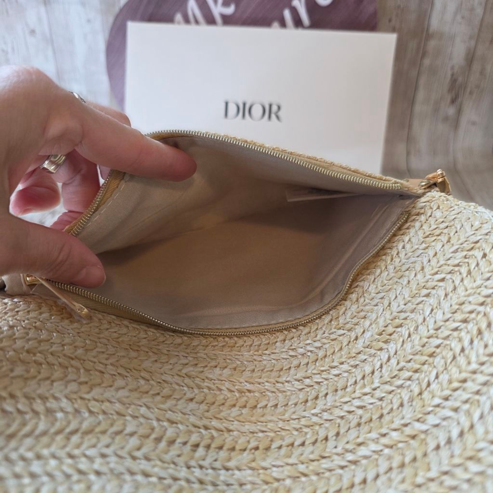 Dior Beige Woven Clutch with Pearl Strap NWOT - Picture 7 of 11